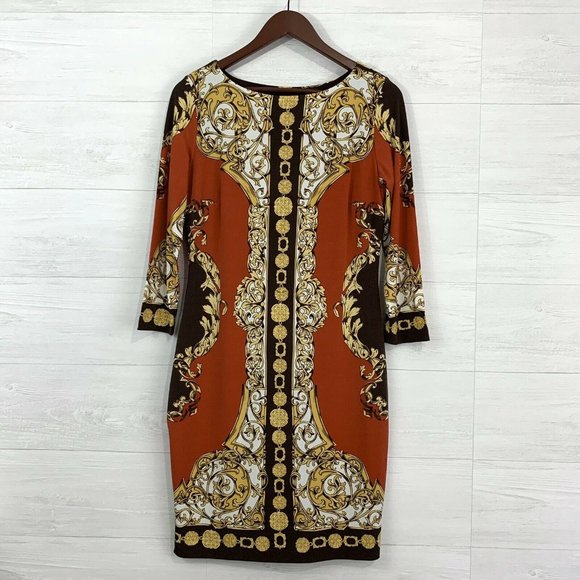 cache Dresses & Skirts - Cache Victorian Print Slinky Knit Dress